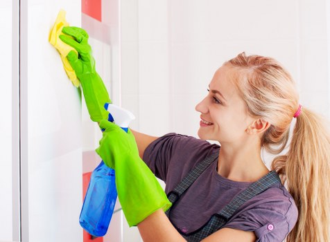 Professionals cleaning a living room carpet